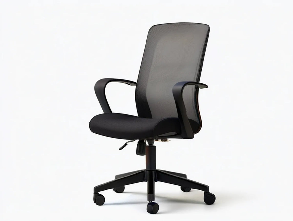 Ergonomic Black Mesh Office Chair with Padded Polyester Seat and Arms, 25.6 x 25.6 x 36.2-40.2 in