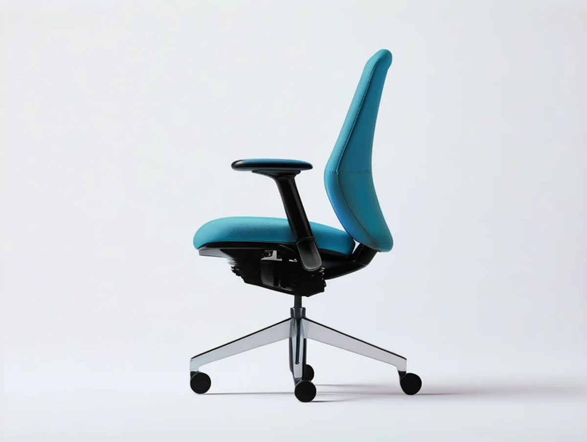 Adjustable Teal Task Chair with Armrests, Aluminum Base, 25.6 x 25.6 x 38.6-45.3 in