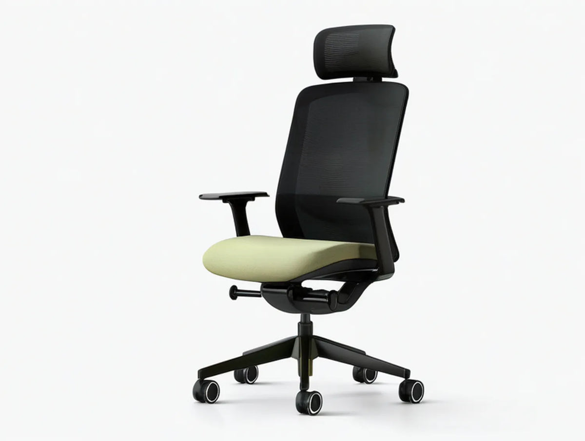 Ergonomic High-Back Mesh Office Chair with Adjustable Headrest, Black and Light Green, 26 x 26 x 46-51 in