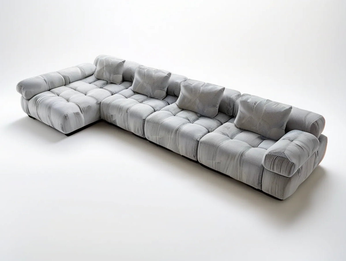 Light Gray L-Shaped Sectional Sofa, 136.2 x 70.9 x 31.5 in, Polyester Corduroy