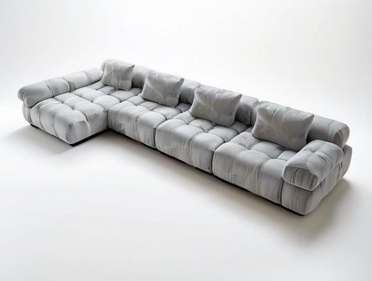 Light Gray L-Shaped Sectional Sofa, 136.2 x 70.9 x 31.5 in, Polyester Corduroy