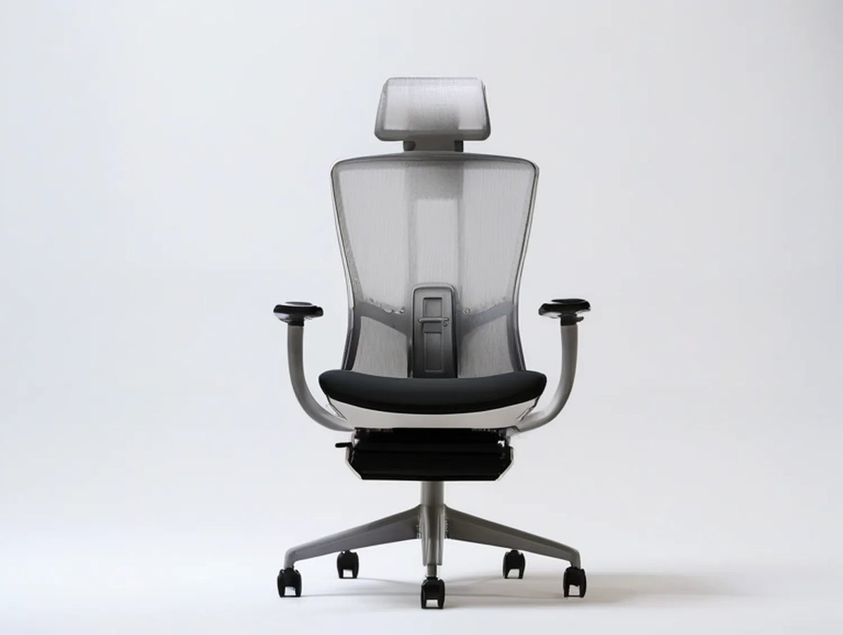 Ergonomic Gray and Black Mesh Office Chair with Headrest, 26.4 x 26.4 x 47.2-51.2 in