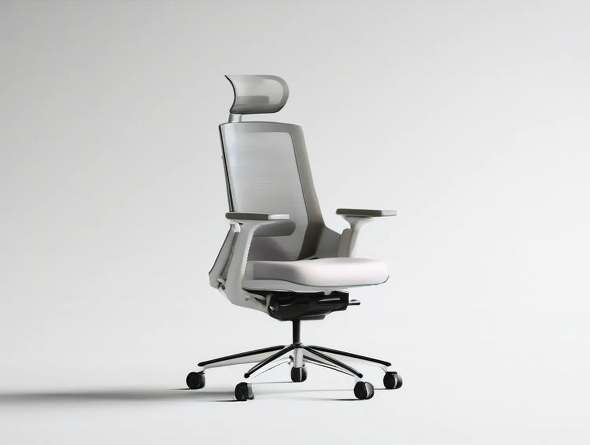 Ergonomic Adjustable Gray Mesh Office Chair with Headrest, 26.0 x 26.0 x 45.5-52.5 in