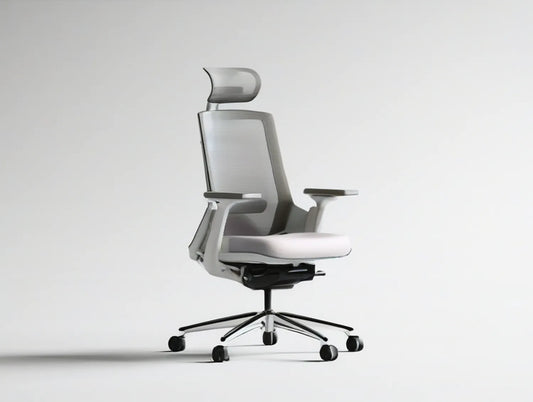 Ergonomic Adjustable Gray Mesh Office Chair with Headrest, 26.0 x 26.0 x 45.5-52.5 in