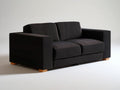 Black 2-Seat Upholstered Loveseat with Brown Wood Feet, 70.9 x 35.4 x 33.5 in