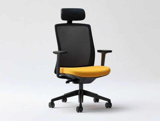 Ergonomic Mesh Office Chair with Adjustable Headrest and Arms, Black/Yellow, 25.6 x 25.6 x 46.5-50.4 in