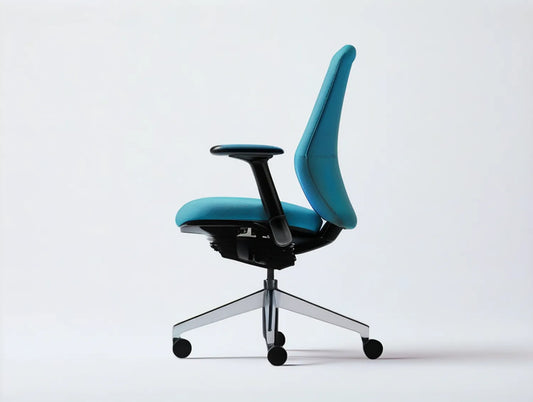 Adjustable Teal Task Chair with Armrests, Aluminum Base, 25.6 x 25.6 x 38.6-45.3 in