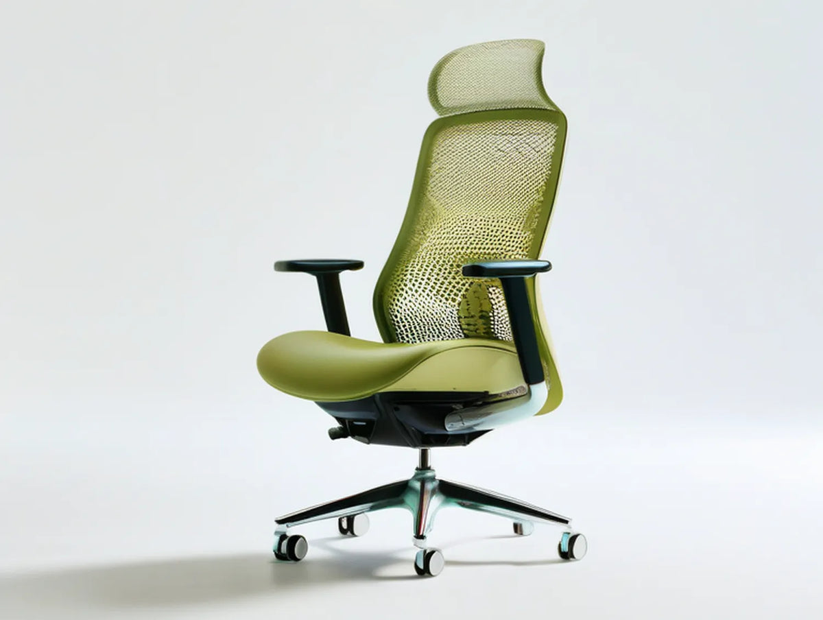 Green Ergonomic Mesh Office Chair with Headrest, 27.2 x 27.2 x 45.3-49.2 in
