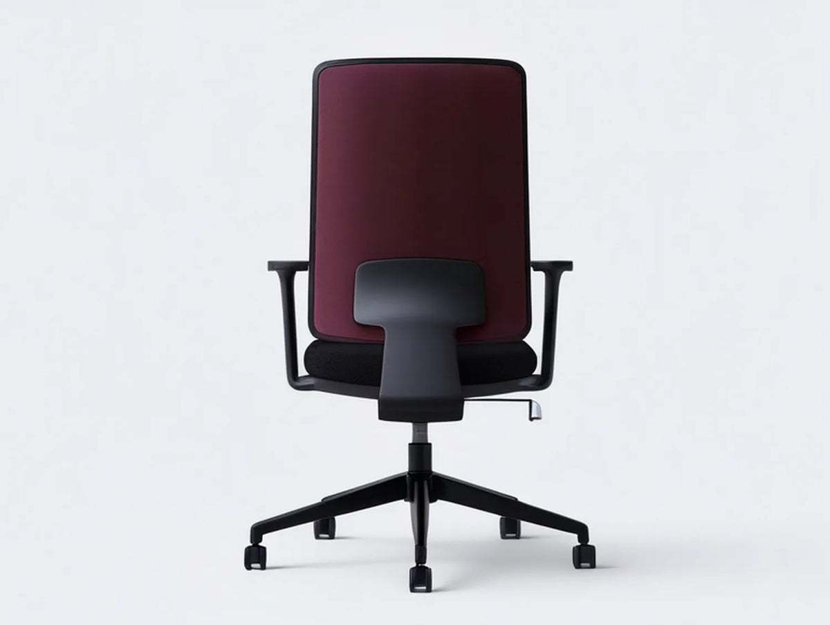 Ergonomic High-Back Swivel Office Chair, 25.6 x 25.6 x 41.3-45.3 in, Burgundy/Black