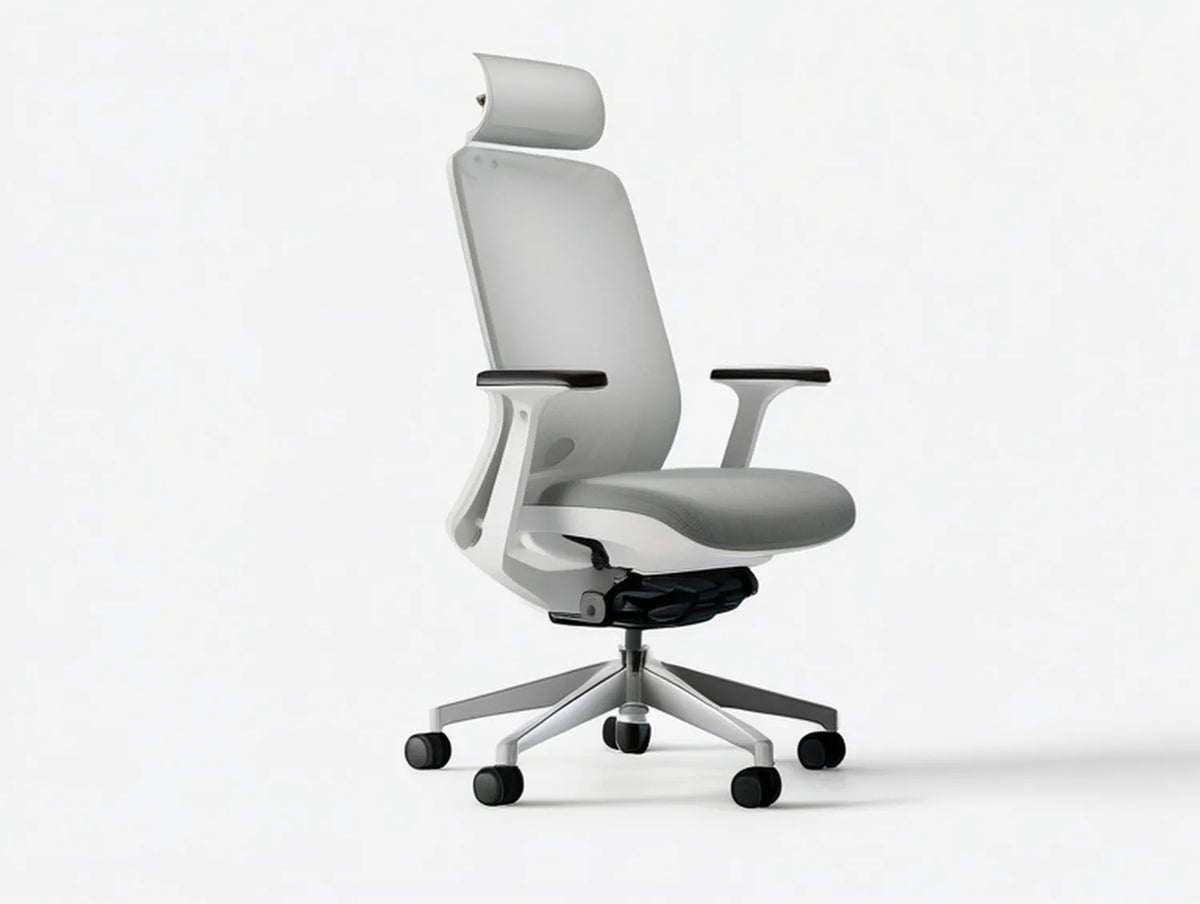 Gray Mesh Office Chair with Adjustable Headrest, 27.6 x 27.6 x 45.7-49.6 in