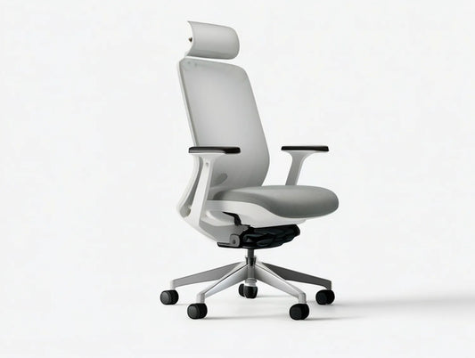 Gray Mesh Office Chair with Adjustable Headrest, 27.6 x 27.6 x 45.7-49.6 in