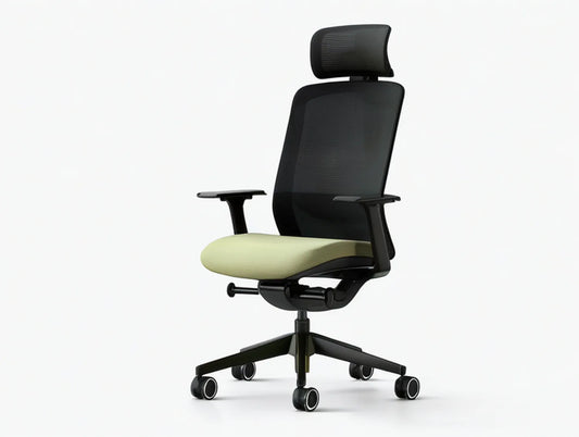 Ergonomic High-Back Mesh Office Chair with Adjustable Headrest, Black and Light Green, 26 x 26 x 46-51 in