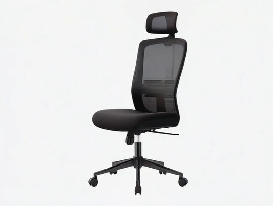 Black Ergonomic Mesh Office Chair with Adjustable Headrest, 26 x 26 x 45.3-49.2 in