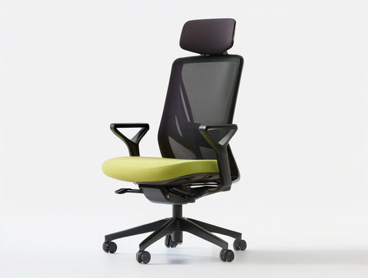 High-Back Mesh Desk Chair with Adjustable Headrest, Black/Lime Green, 26.4 x 26.4 x 47.2-51.2 in