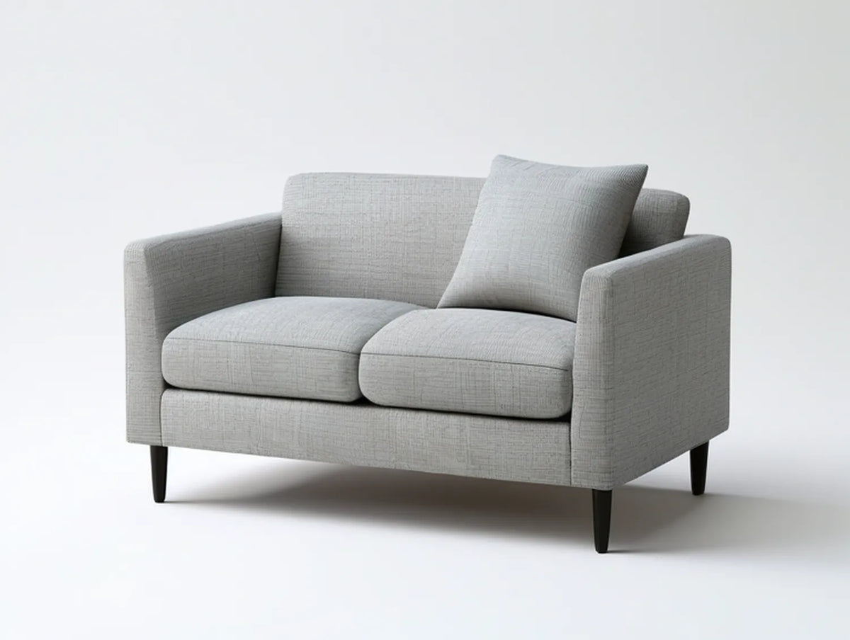 Light Gray Polyester Upholstered Loveseat with Black Wood Legs, 57 x 34 x 34 in