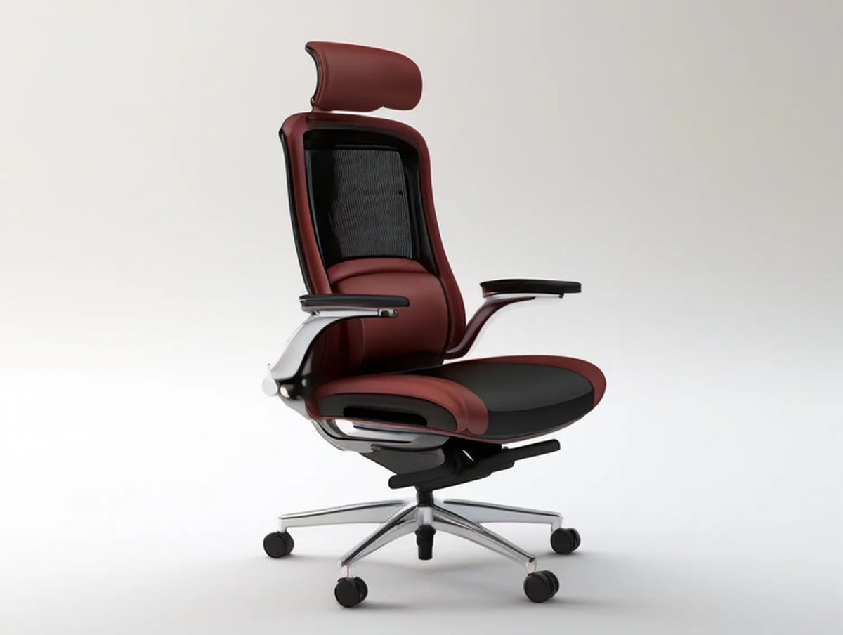Ergonomic High-Back Executive Office Chair, Burgundy/Black/Silver, 68 x 68 x 120-130 cm