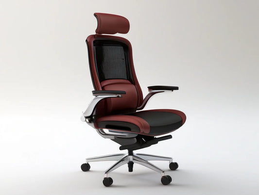 Ergonomic High-Back Executive Office Chair, Burgundy/Black/Silver, 68 x 68 x 120-130 cm
