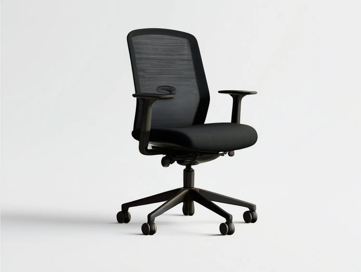 Black High-Back Mesh Ergonomic Swivel Chair with Fixed Armrests, 25.6 x 25.6 x 45.3-49.2 in