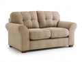 Beige 2-Seat Loveseat Sofa, 64 x 38 x 37 in, Polyester Upholstery with Brown Wood Legs